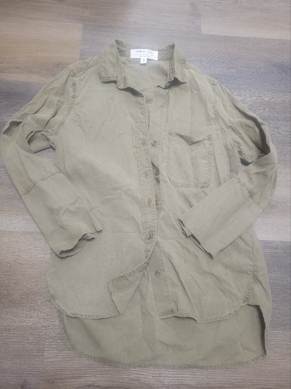 Cloth and Stone Anthropologie Shirt Olive Khaki TENCEL LYOCELL